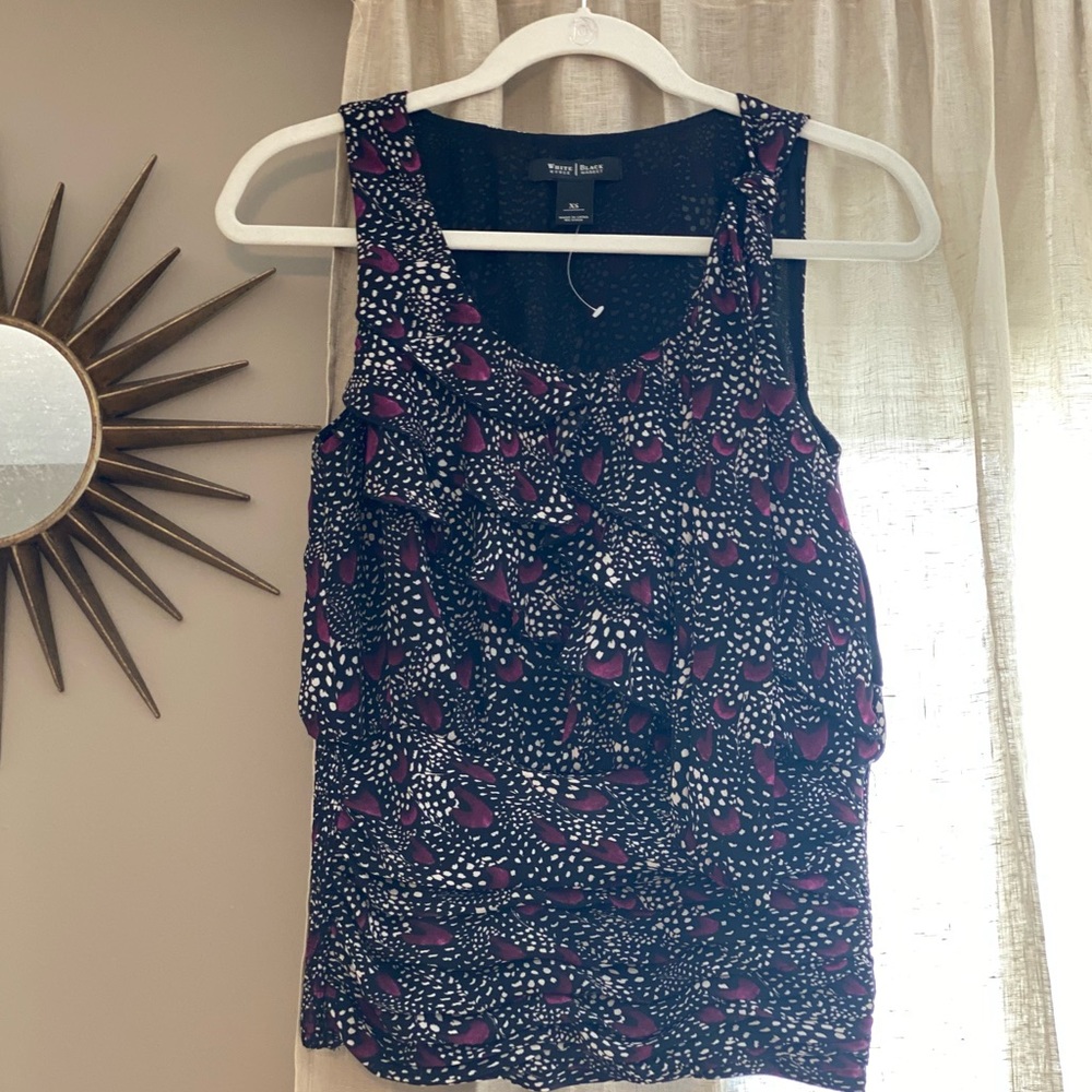 WHBM, Ginny feather patterned blouse